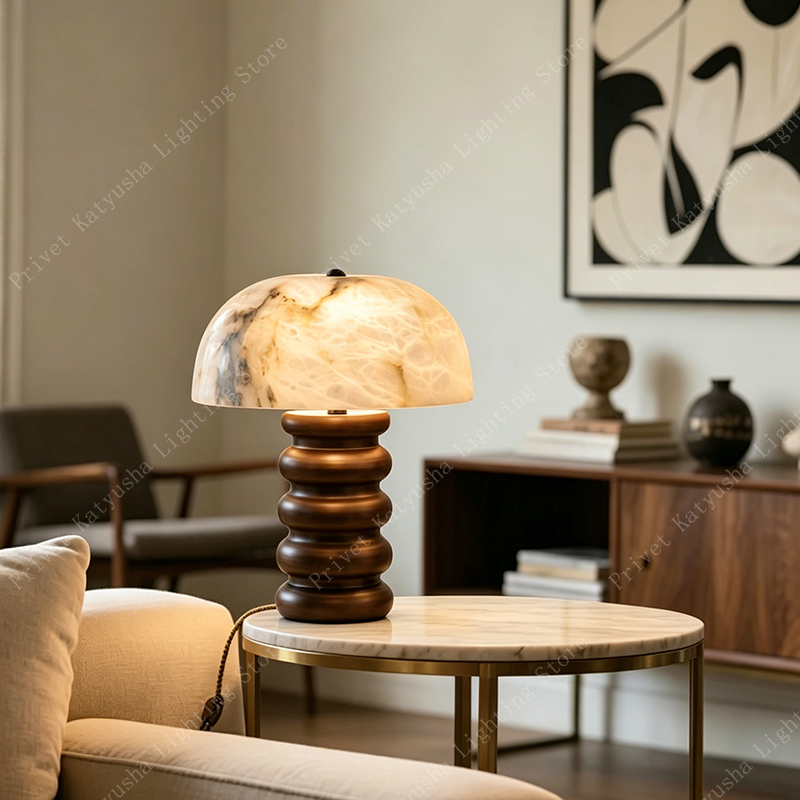 Lighting Home Decor Items - Retro Alabaster Mantar Masa Lambası, Ev