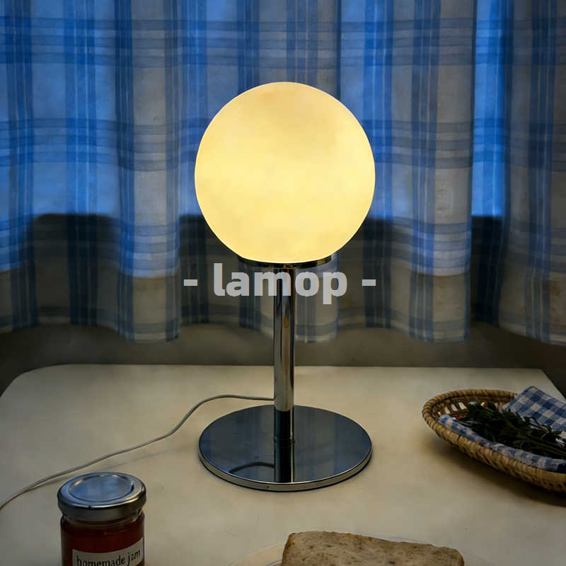 Decor Lighting Table Lamps - Süt Beyazı Düz Küre Krom İnce