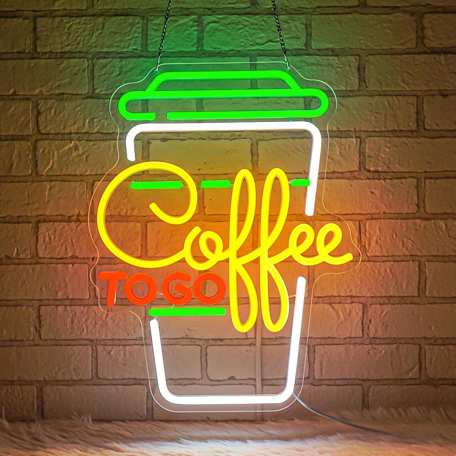 Kitchen Decor Lighting - Kahve Neon Tabelası USB Kısılabilir LED