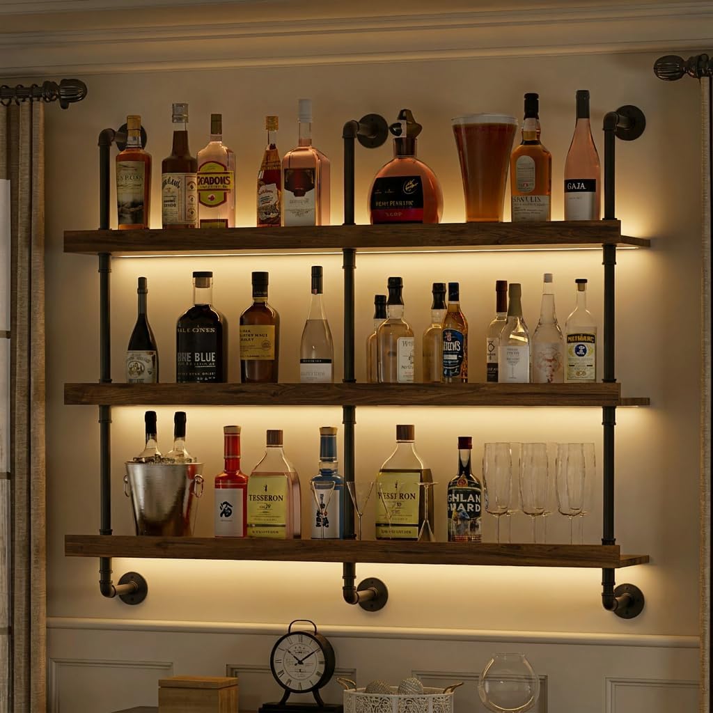 Kitchen Decor Lighting - Duvara Monte LED Işıklı Üç Katmanlı