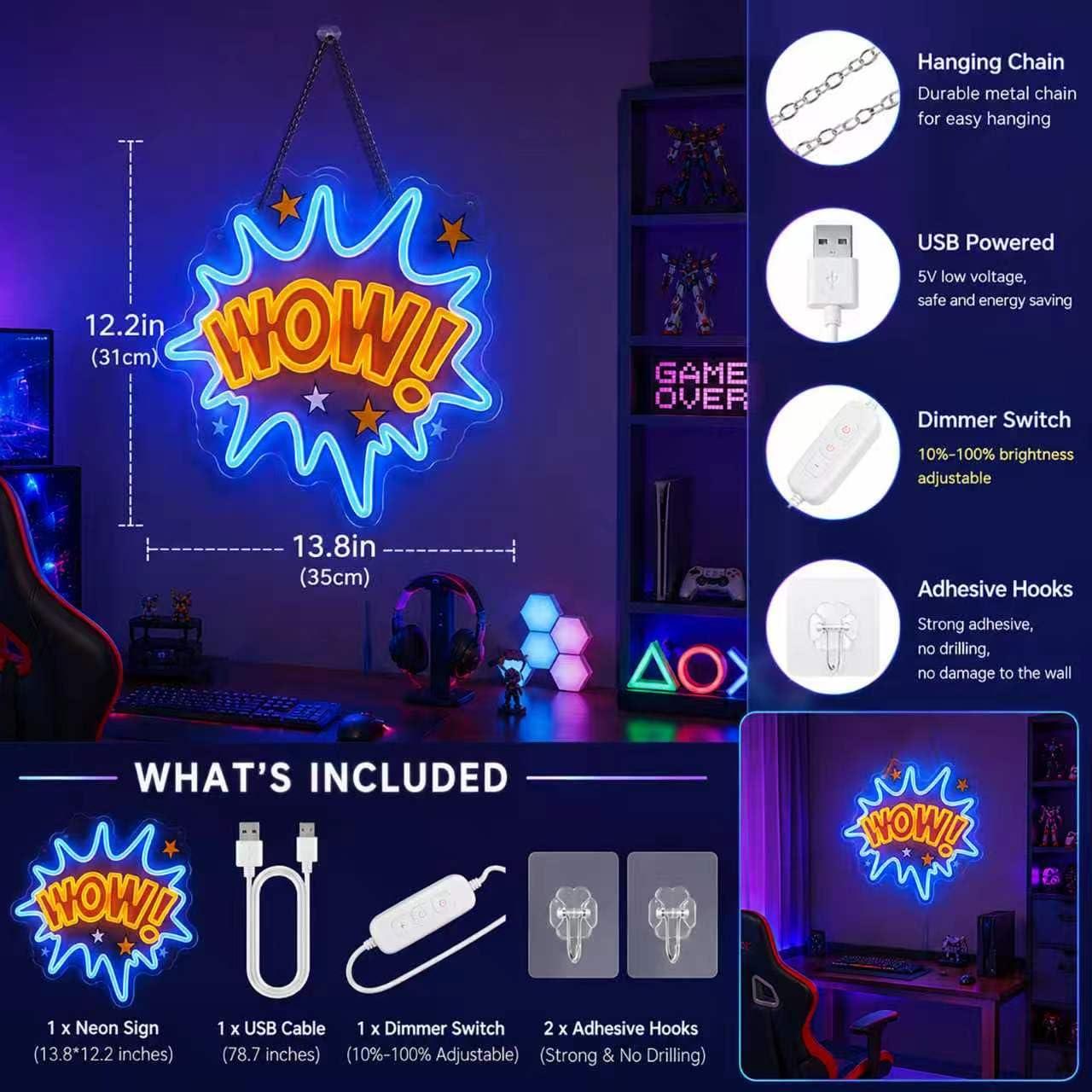 WOW Neon Tabela USB Kısılabili - Lighting Decor Wow incelemesi ve fiyatı