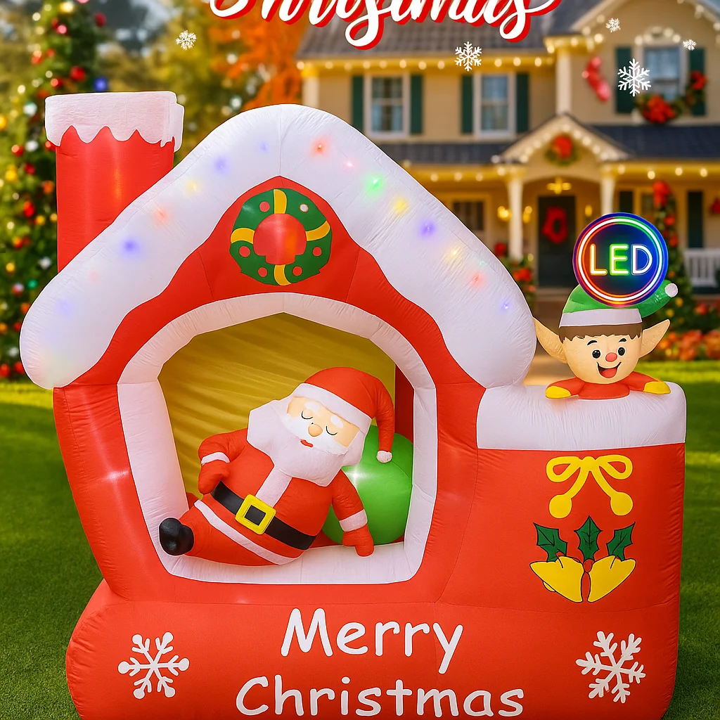 7FT Dev Noel Şişme Noel Baba O - Santa'S Elves Holiday Lighting & Decor Llc incelemesi ve fiyatı