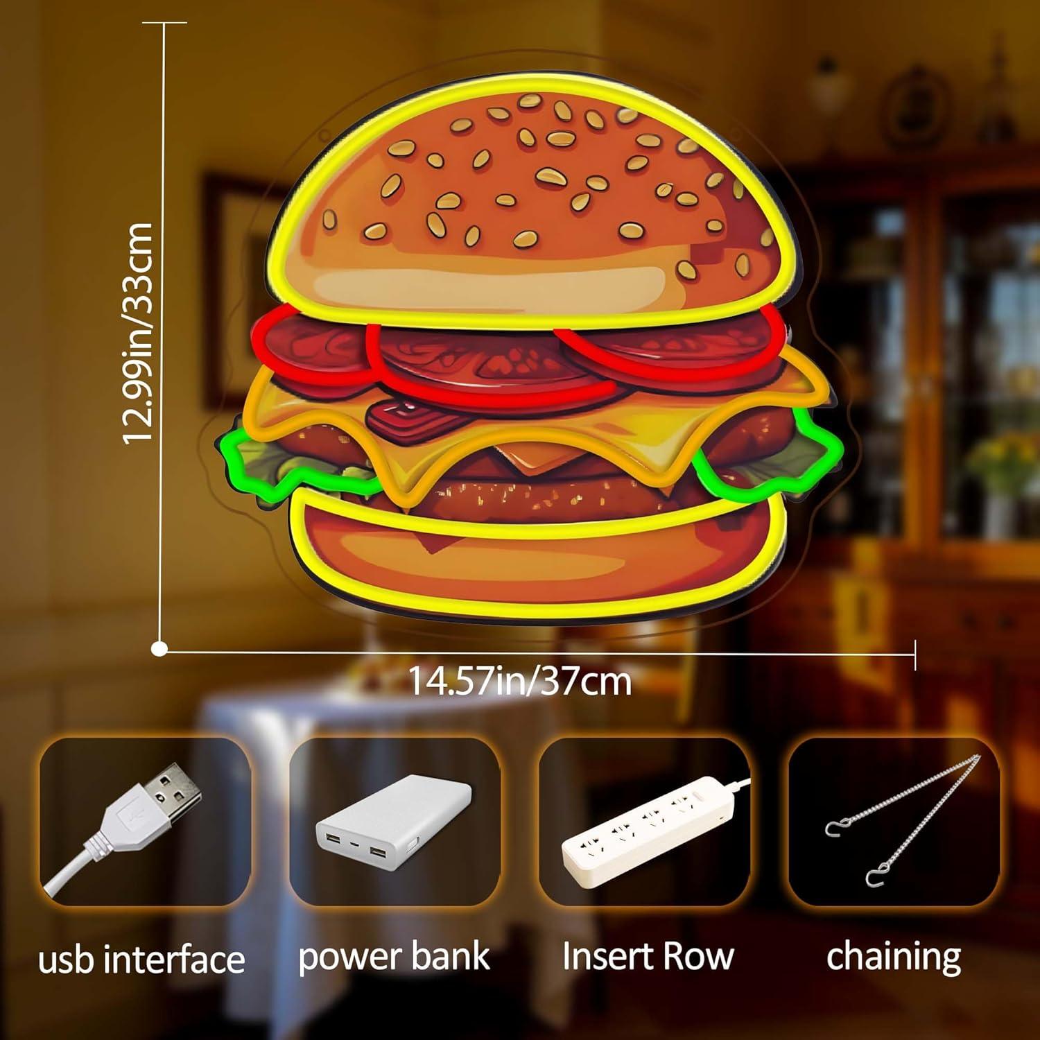 Burger Neon Tabela LED Hamburg - Kitchen Decor Lighting incelemesi ve fiyatı