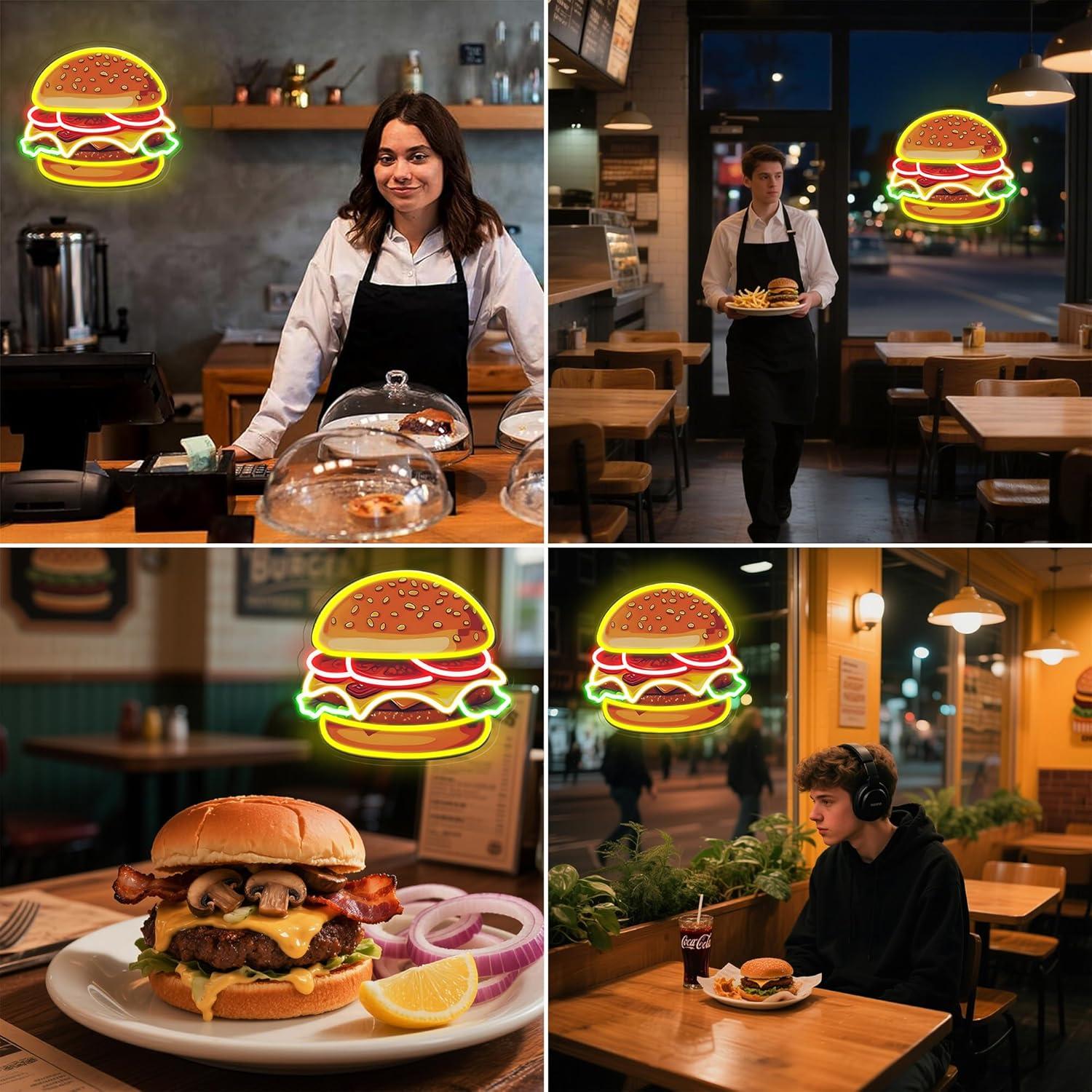 Burger Neon Tabela LED Hamburg - Kitchen Decor Lighting incelemesi ve fiyatı